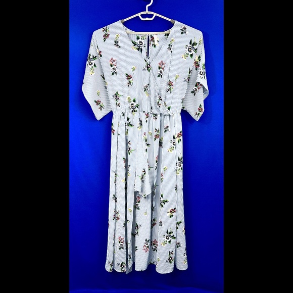 SOLD! •Like New |•XHILARATION•| Pretty Floral Striped Slit Maxi Romper Dress - Picture 2 of 14